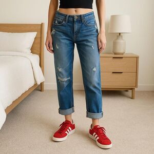 Hollister Women's Blue Cuffed Jeans
